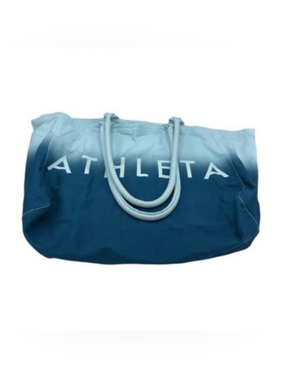 Athleta Ombre Teal and Light Blue Rope-Handle Tote